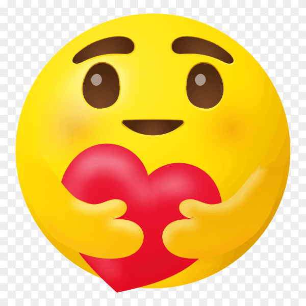 Yellow emoji hugging red heart on transparent background PNG