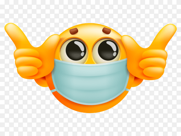 Yellow emoji wearing medical mask illustration premium vector PNG