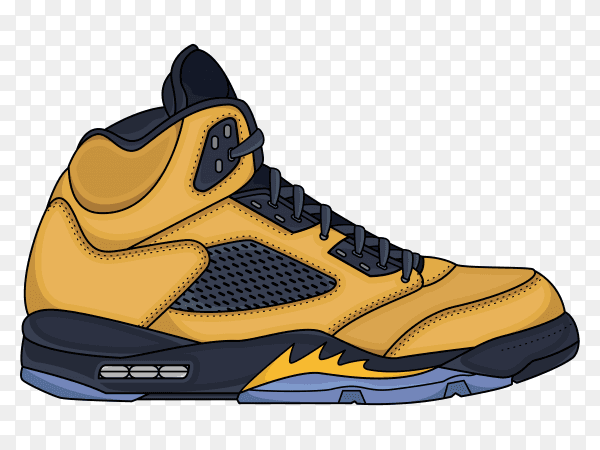 Yellow sneakers design illustration on transparent background PNG