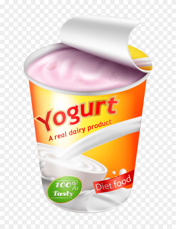 Yogurt ad Illustration on transparent background PNG