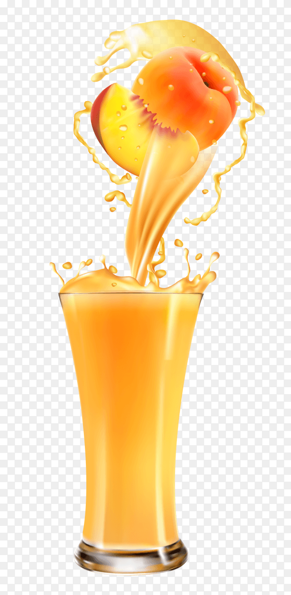 fresh Peach juice on transparent background PNG