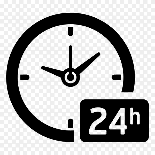 24hr services with clock scale on transparent background PNG