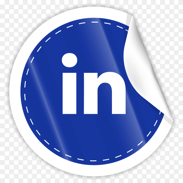 3d round paper sticker shiny with Linkedin icon button with gradient effect on transparent background PNG