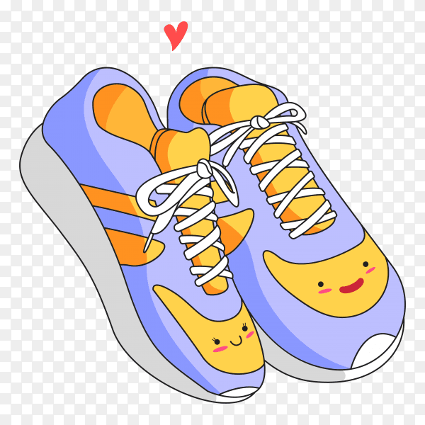 A couple of cute shoes love cartoon illustration on transparent background PNG