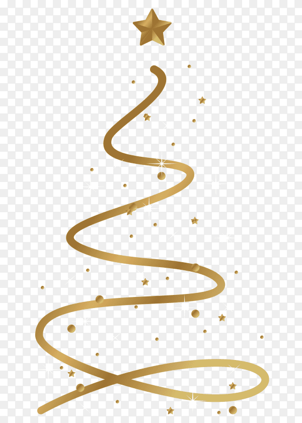 Abstract golden Christmas tree Premium vector PNG
