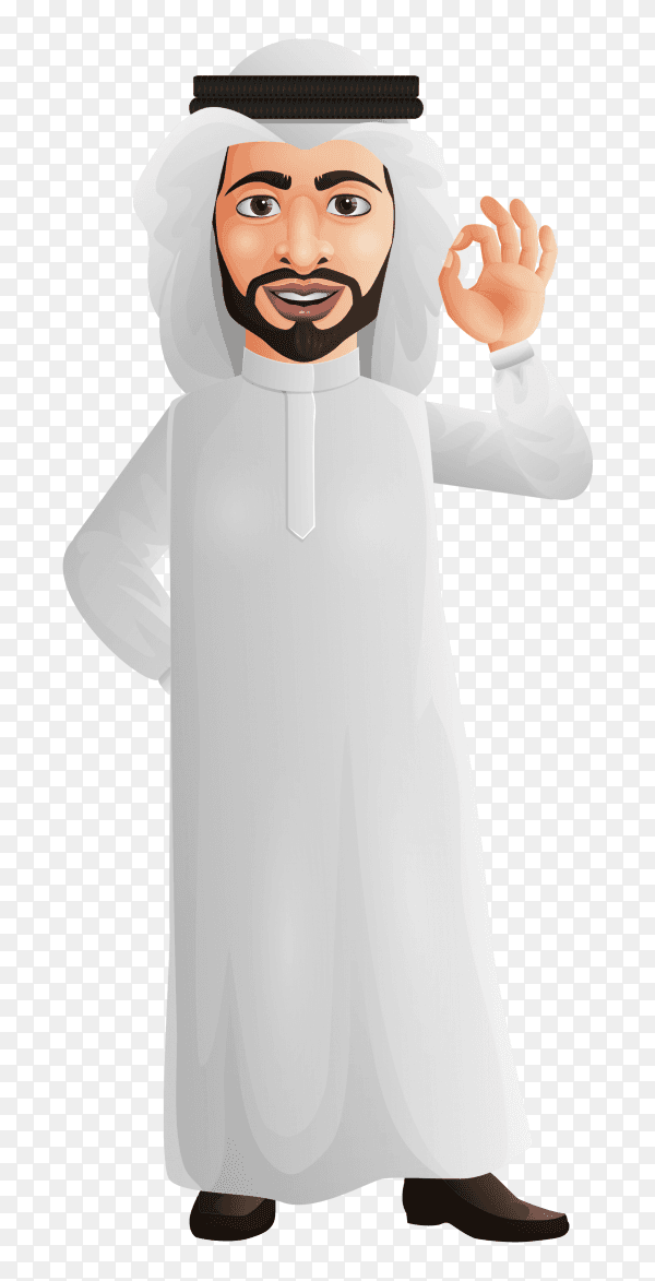 Arab businessman showing okay sign on transparent background PNG