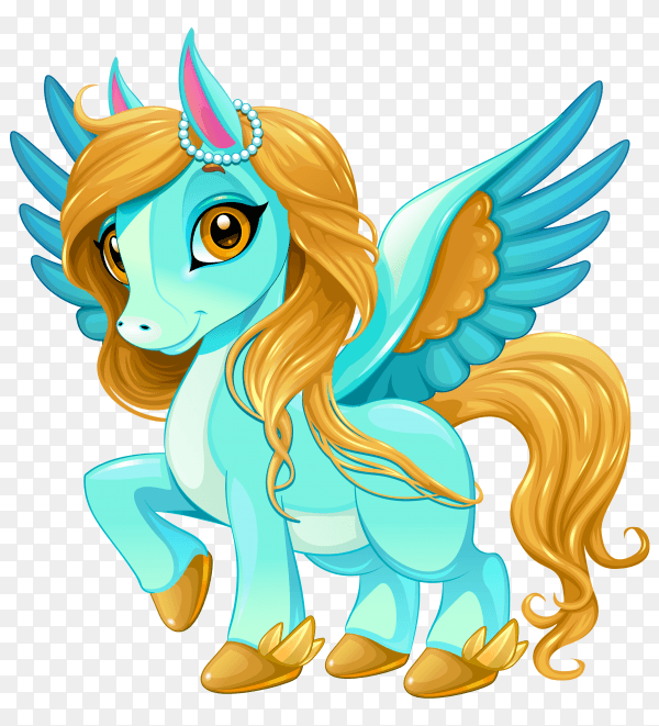 Baby unicorn with cute eyes on transparent background PNG