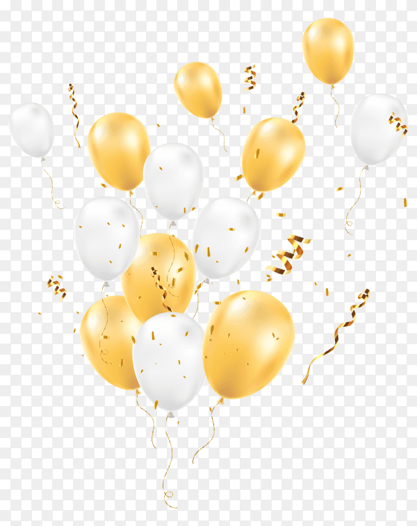 Balloons with confetti isolated on transparent background PNG