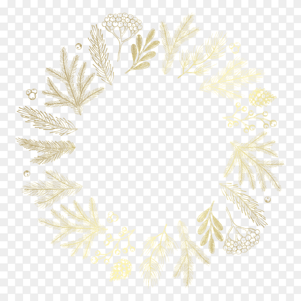 Beautiful frame with pine branches and cones on transparent background PNG