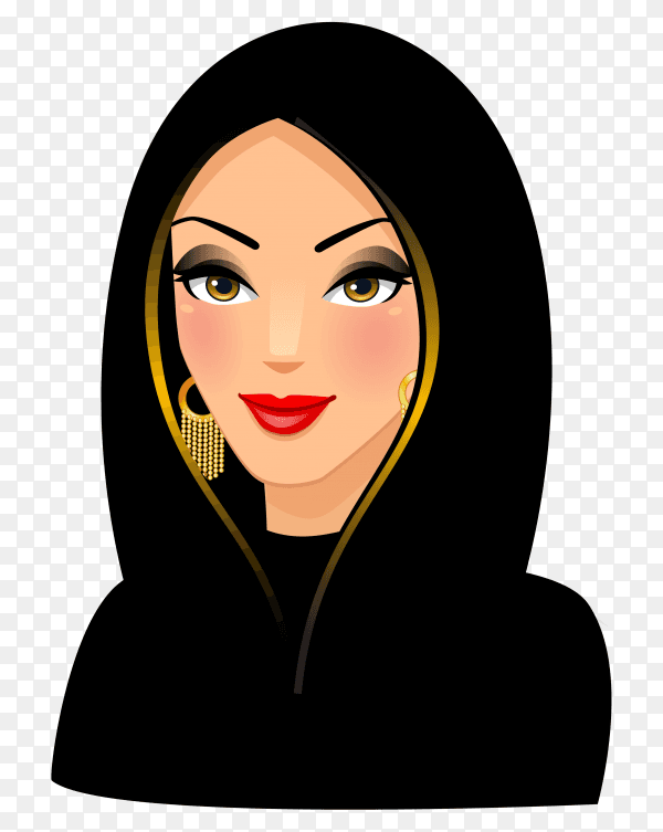 Beauty Arabic woman in hijab premium vector PNG