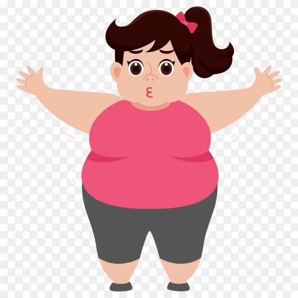 Big fat woman worry about her body looks over weight Clipart PNG