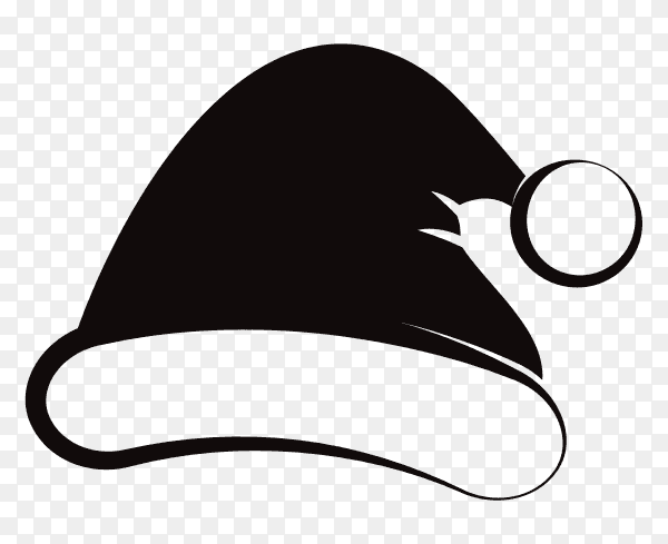 Black and white Santa Claus hat on transparent background PNG