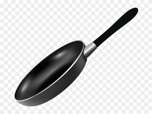 Black frying pan isolated on transparent PNG