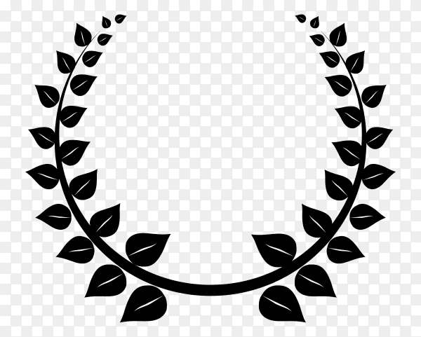 Black leaves laurel wreath premium vector PNG