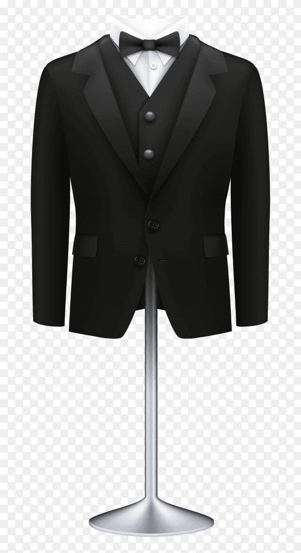 Black wedding suit on transparent background PNG