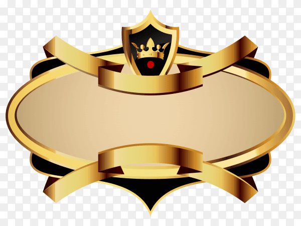 Blank Golden shiny label and badge on transparent background PNG