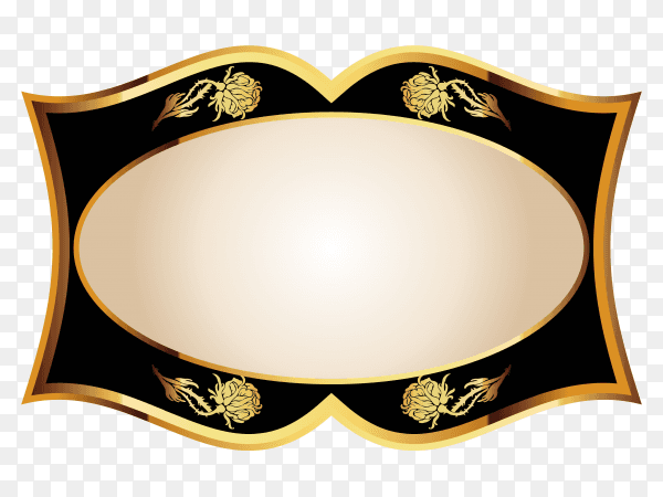 Blank black shiny label on transparent background PNG
