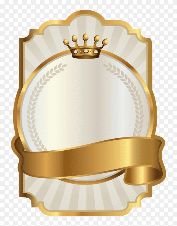 Blank golden shiny label and badge premium vector PNG