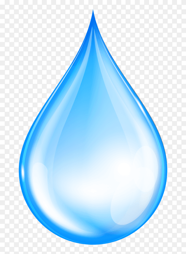 Blue shiny water drop on transparent background PNG