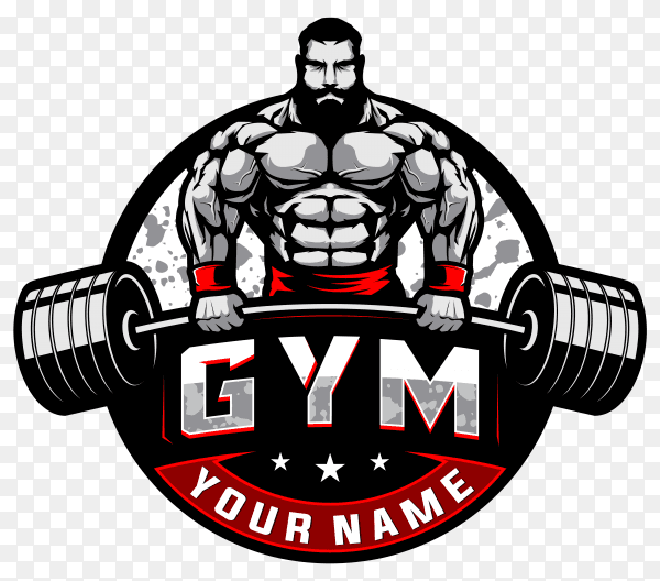 Bodybuilding and gym logo on transparent background PNG