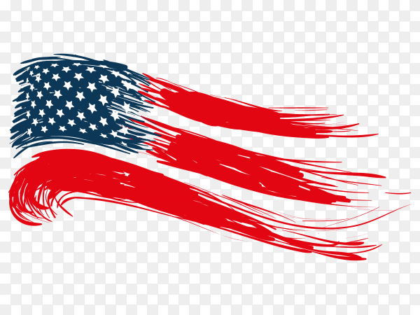 Brush stroke American flag on transparent background PNG