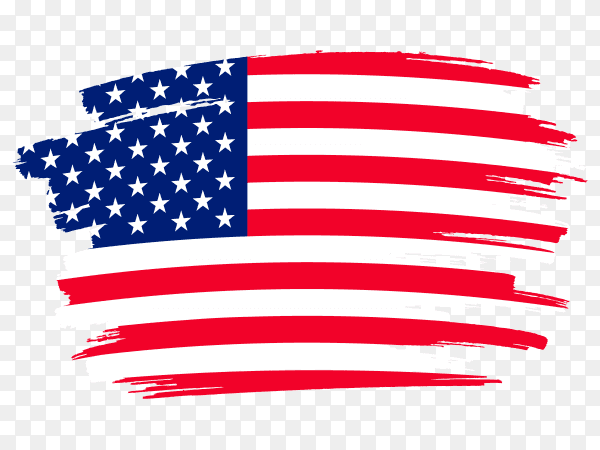 Brush stroke USA flag on transparent background PNG