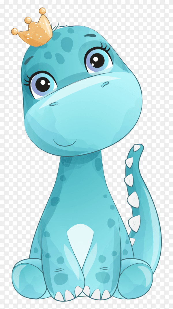 Cartoon Cute little dinosaur on transparent background PNG