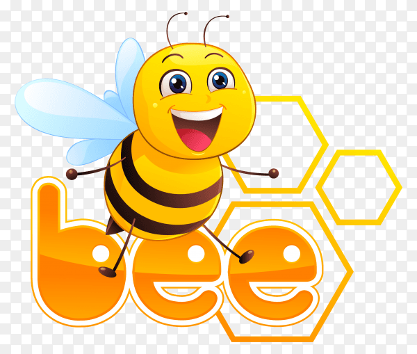 Cartoon bee illustration on transparent background PNG
