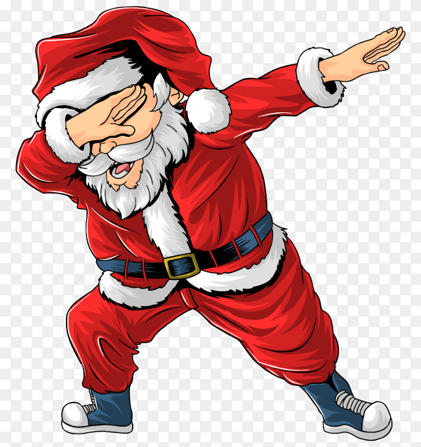 Cartoon happy dancing Santa Claus on transparent background PNG