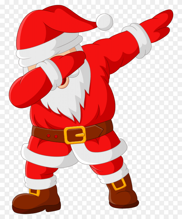 Cartoon happy dancing Santa Claus on transparent background PNG