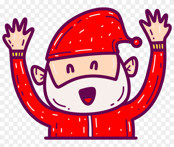 Cartoon happy Santa claus on transparent background PNG