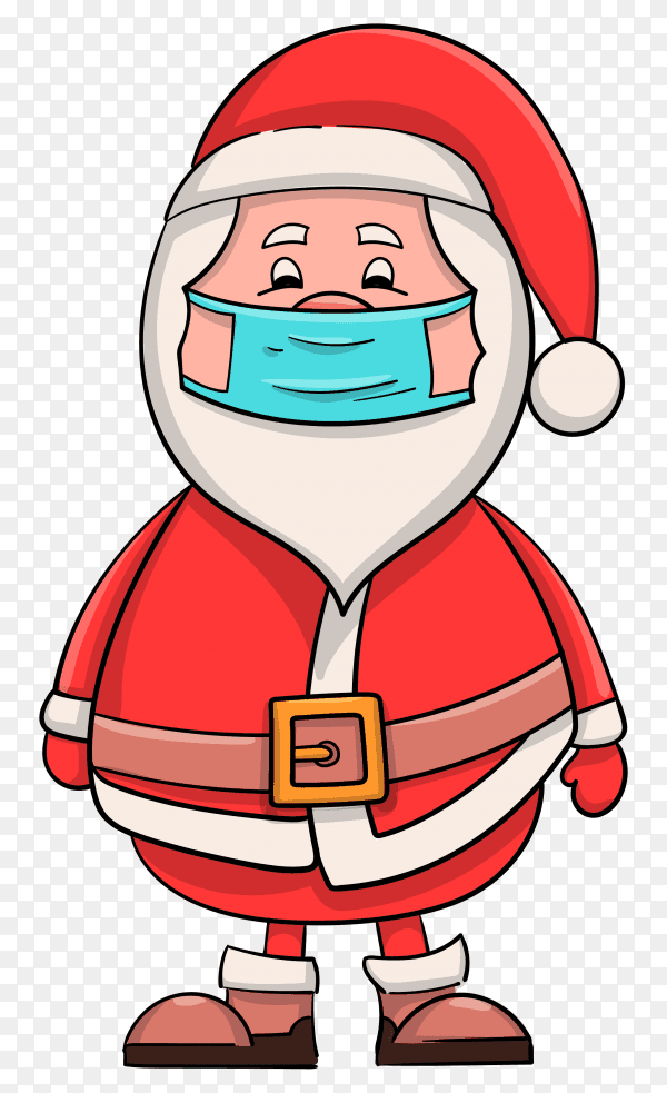 Cartoon santa claus wearing face mask premium vector PNG