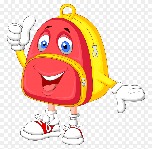 Cartoon school bag isolated on transparent background PNG