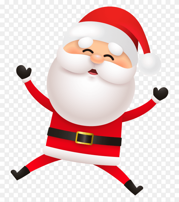 Cheerful santa claus jumping on transparent background PNG