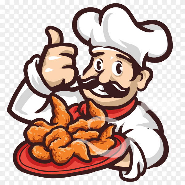 Chef mascot logo illustration premium vector PNG