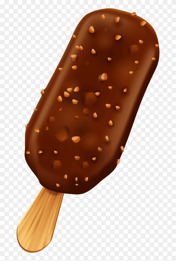 Chocolate ice cream in stick on transparent background PNG