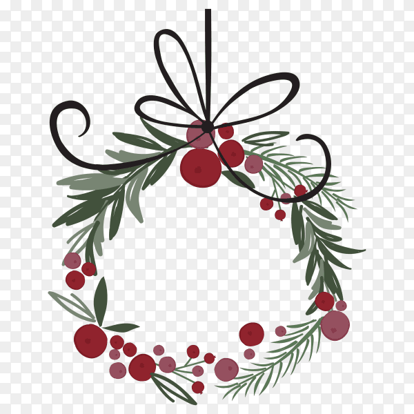 Christmas decoration wreath on transparent background PNG