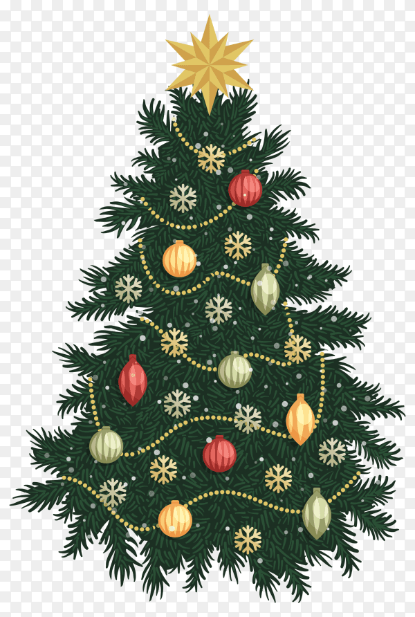 Christmas tree illustration design on transparent background PNG