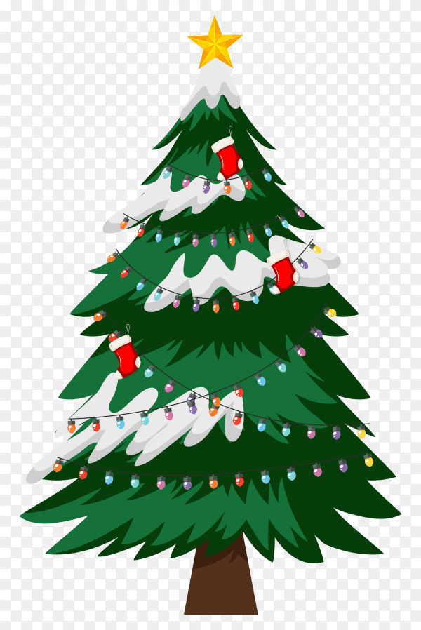 Christmas tree illustration on transparent background PNG