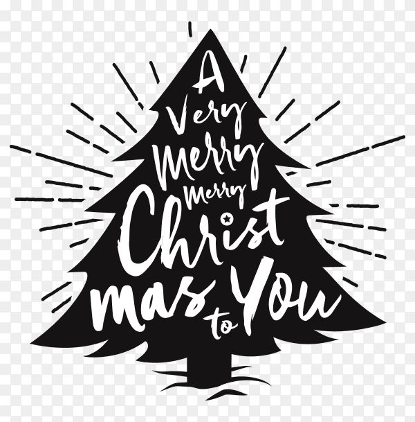 Christmas tree with lettering premium vector PNG