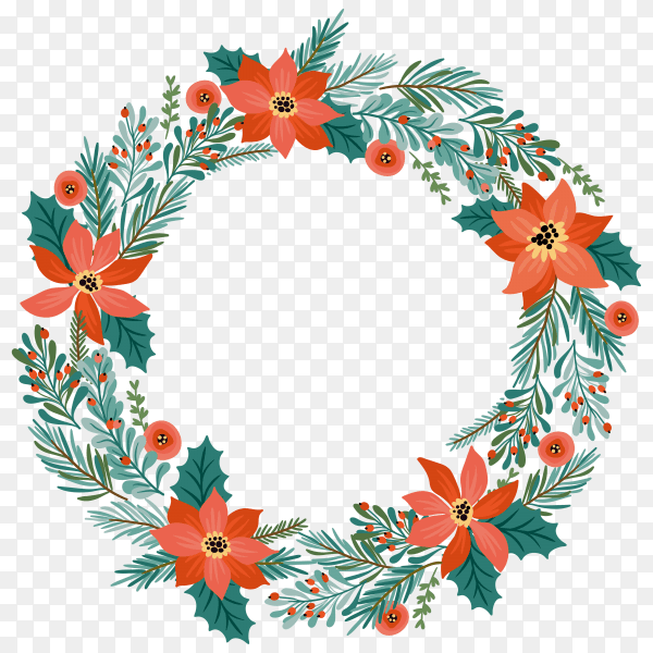 Christmas wreath from branches on transparent background PNG