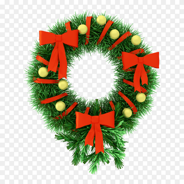 Christmas wreath isolated on transparent background PNG