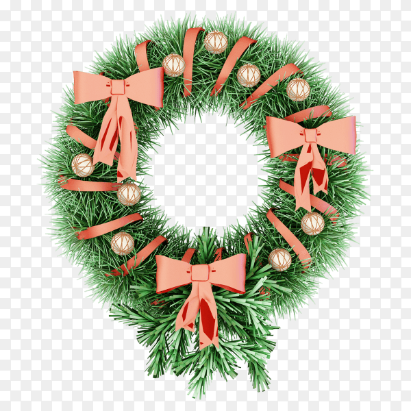 Christmas wreath isolated premium vector PNG