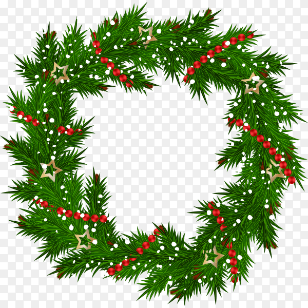 Christmas wreath made of pine branches on transparent background PNG