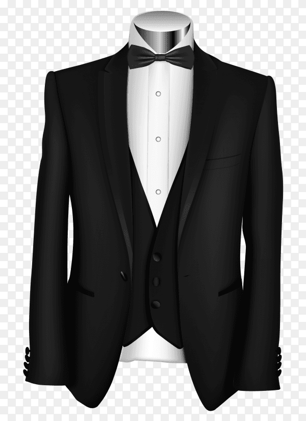 Classic black suit isolated on transparent background PNG