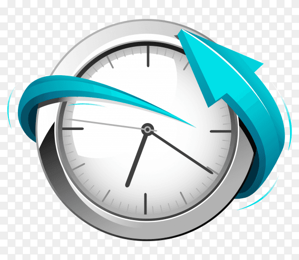 Clock with blue arrow premium vector PNG