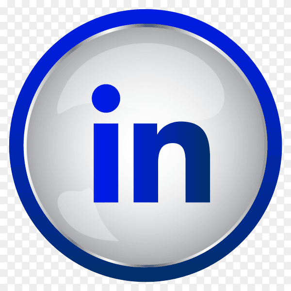 Colorful Shiny 3D LinkedIn icon button in Circle on transparent PNG