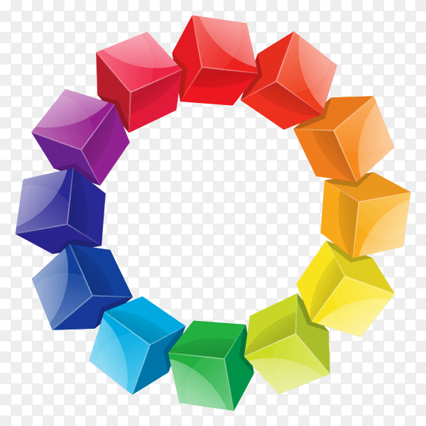 Colorful multicolored decorative 3d cubes on transparent background PNG