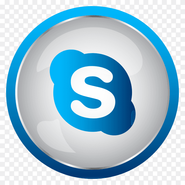 Colorful shiny 3D Skype icon button in Circle on transparent background PNG
