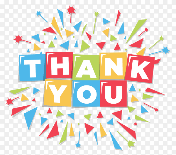 Colorful thank you card design on transparent background PNG